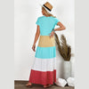 Lavinia Aqua Colorblock Maxi Dress-Maxi Dress-Bizbriz