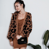 Cozy Leopard Bubble Sleeve Open Front Sweater-Cardigan-Bizbriz