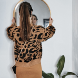Cozy Leopard Bubble Sleeve Open Front Sweater-Cardigan-Bizbriz