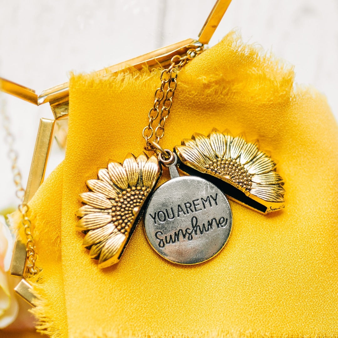 You Are My Sunshine Open Locket Sunflower Pendant Necklace Unisex Jewelry |  eBay