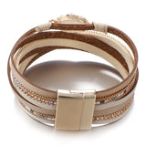 Druzy Layered Leather Magnetic Bracelet-Bracelets-Bizbriz