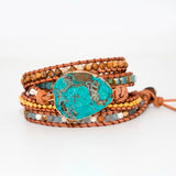 Boho Leather Wrap Natural Stone Bracelet-Bracelets-Bizbriz