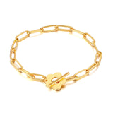 Gold Plated Paper Clip Bracelet-Bracelets-Bizbriz