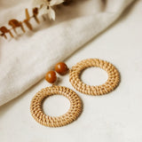 Round Rattan Earrings-Necklaces-Bizbriz