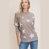 Feel Like A Star Print Waffle Knit Top-Shirts & Tops-Bizbriz