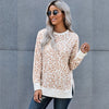 Mabel Leopard Side Slit Tunic Sweatshirt-Shirts & Tops-Bizbriz