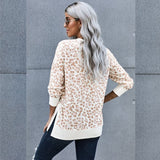 Mabel Leopard Side Slit Tunic Sweatshirt-Shirts & Tops-Bizbriz
