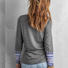 Sienna Gray V-Neck Button Top with Aztec Detail-Shirts & Tops-Bizbriz