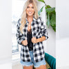 Preslie Plaid Checker Flannel with Sherpa Lining-Shirts & Tops-Bizbriz