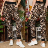 Brown Leopard Joggers-Pants-Bizbriz