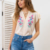 Ava Split Neck Embroidered Top-Blouse-Bizbriz