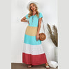 Lavinia Aqua Colorblock Maxi Dress-Maxi Dress-Bizbriz