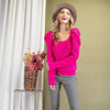 Amelia Puffed Sleeves Sweater With Back Tie-Sweater-Bizbriz