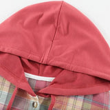 Brick Plaid Hoodie Shacket-Shirts & Tops-Bizbriz