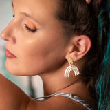 White Clay Rainbow Earrings-Earrings-Bizbriz